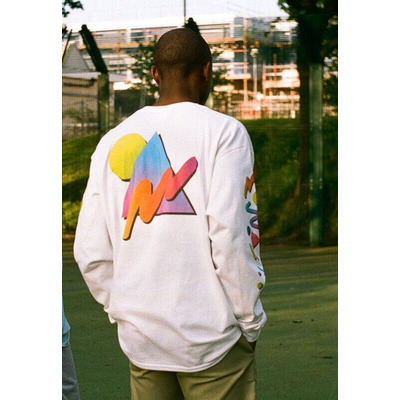 Colourful 90s Gradient Design On White Long Sleeved T-shirt