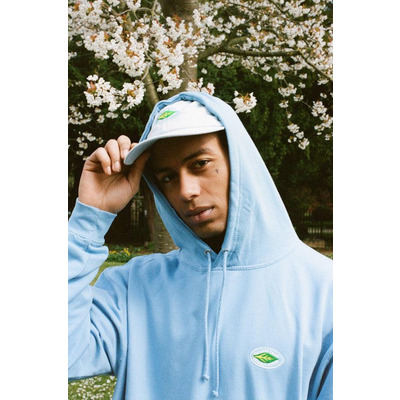 Cap In Pastel Blue With Embroidered Fruit Sticker