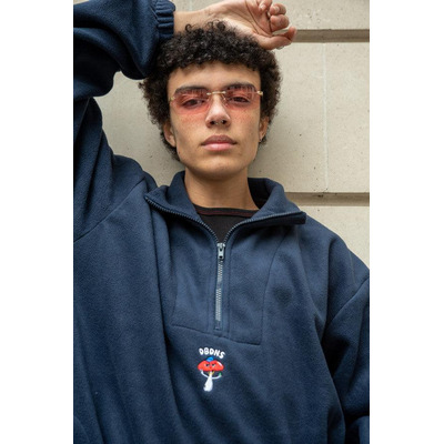 Fleece In Navy With Bro Shroom Embroidery