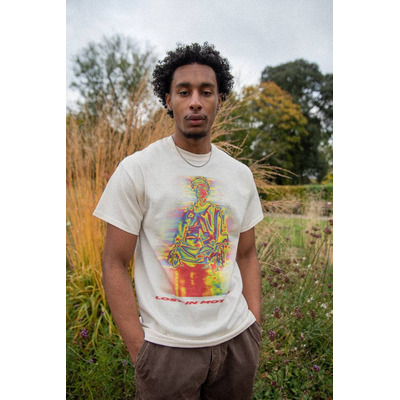 Short Sleeved T-Shirt in Neutral With Lost In Motion Infrared Print