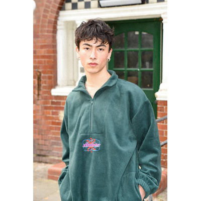 Fleece in Forest Green with Futuristic Logo Embroidery