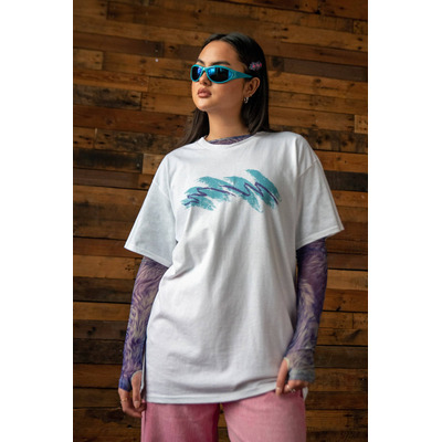 Short Sleeved T-shirt in White with Jazz Cup Print